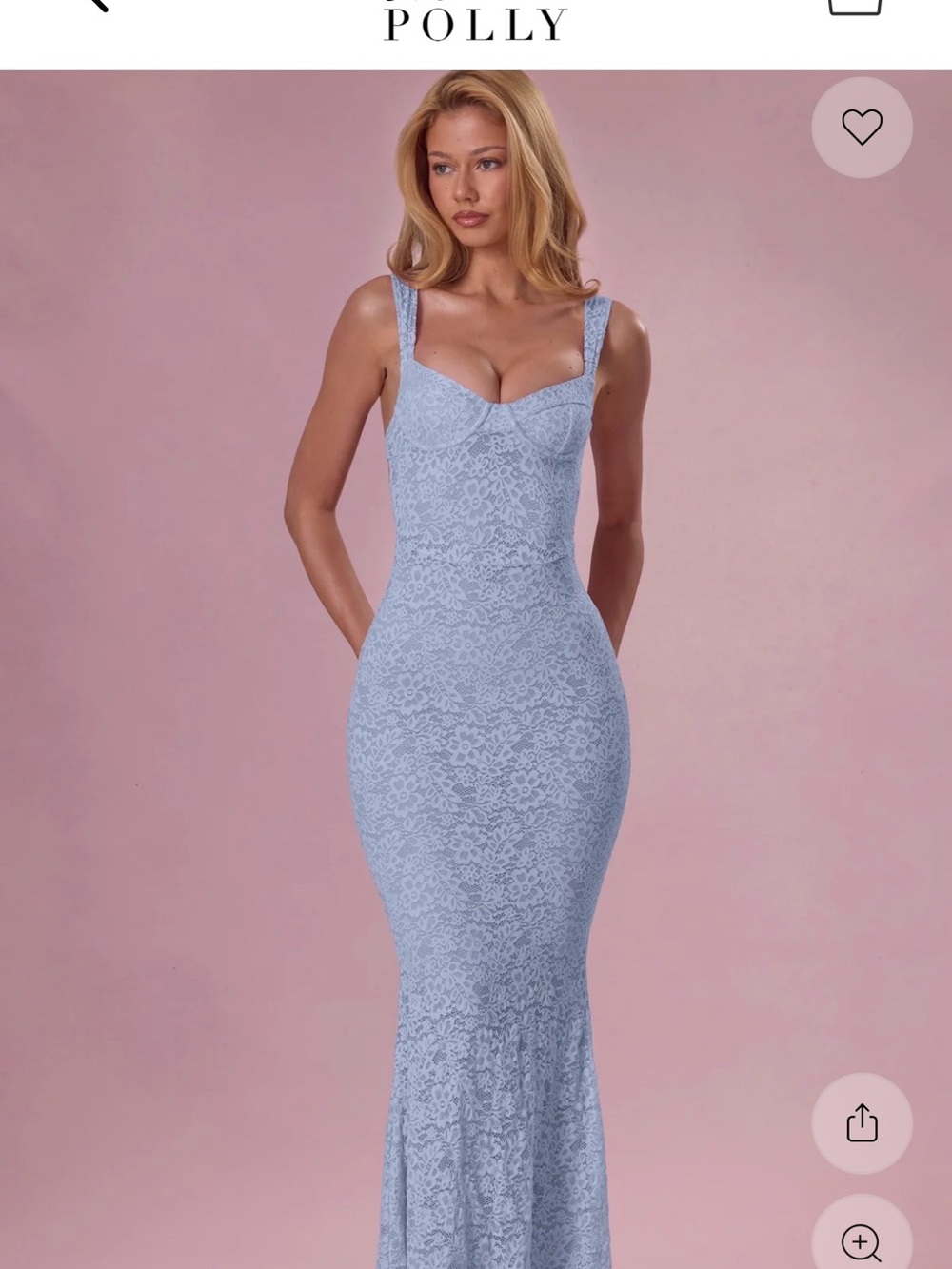 Oh Polly Light Blue Lace Mermaid Maxi Dress